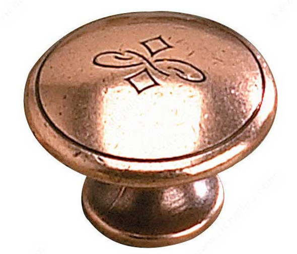 30mm Dia. Inspiration Art Deco Etched Round Knob - Old Copper