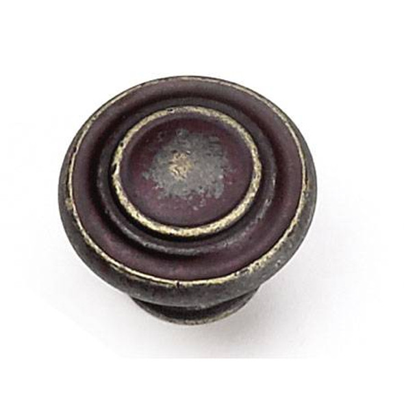 1-3/8" Dia. Button-Top Knob - Weathered Antique Bronze