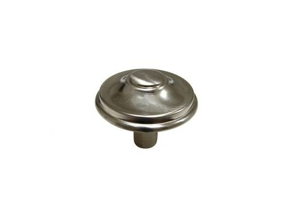 33mm Dia. Inspiration Art Deco Brass Round Knob - Brushed Nickel