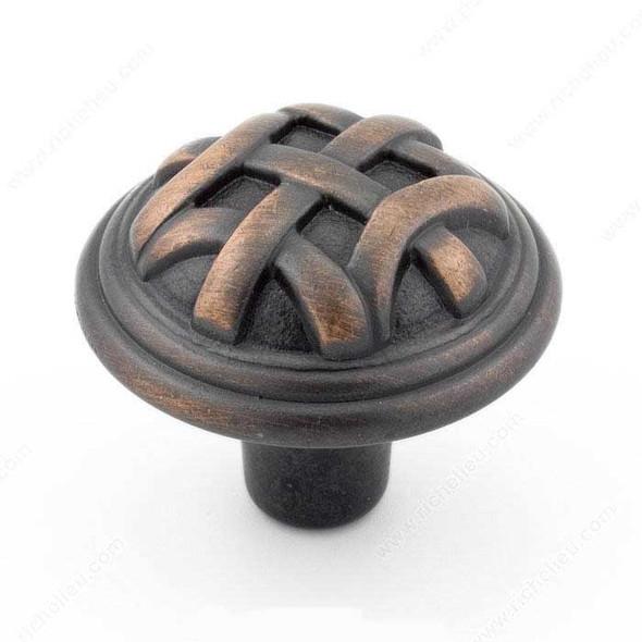 32mm Dia. Country Style Woven Round Knob - Oil Rubbed Bronze