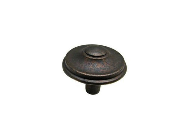 33mm Dia. Inspiration Art Deco Brass Round Knob - Spotted Bronze