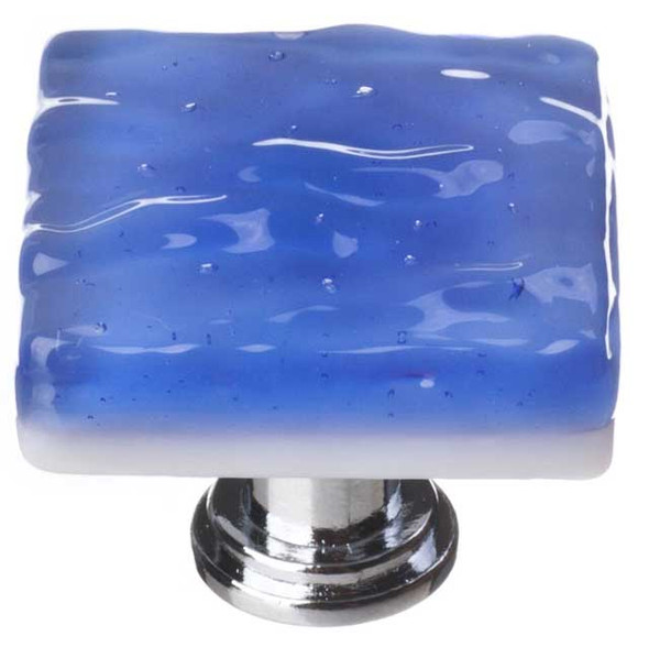 1-1/4" Square Glacier Sky Blue Knob - Satin Nickel