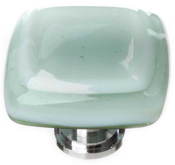 1-1/4" Square Stratum Spruce Green Knob - Satin Nickel