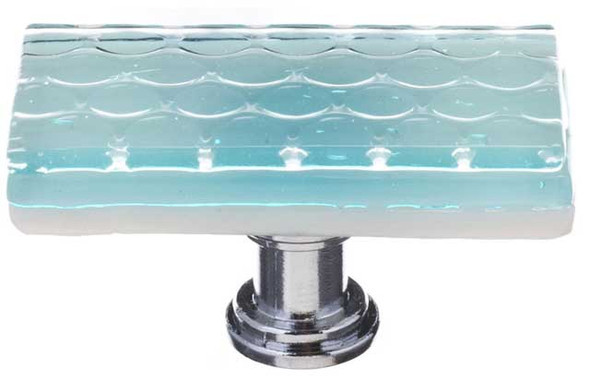 2" Light Aqua Honeycomb Long Knob - Satin Nickel