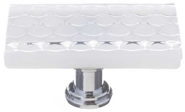 2" White Honeycomb Long Knob - Polished Chrome