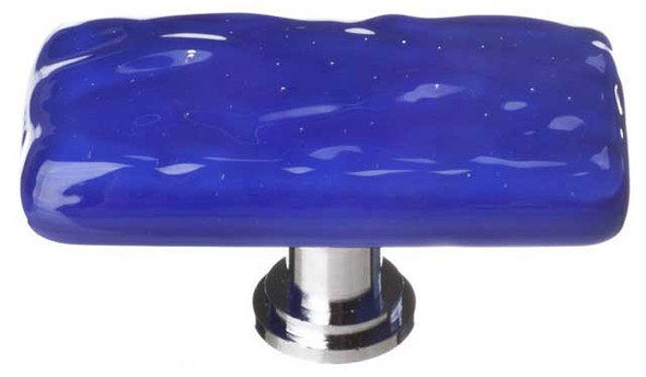 2" Glacier Cobalt Long Knob - Satin Nickel