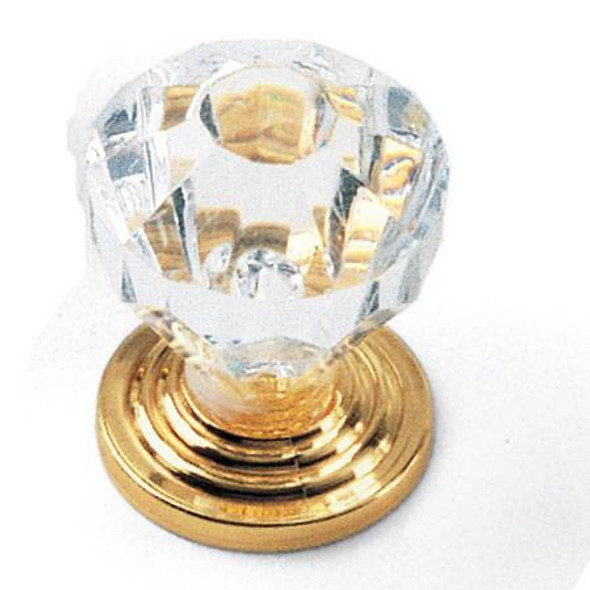 1" Dia. Kristal Knob - Acrylic Brass Base