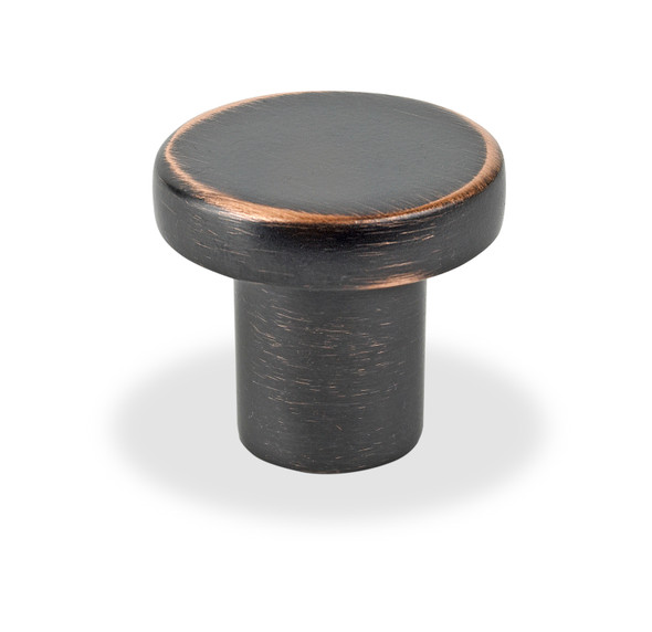 1" Dia. Round Flat Circular Knob - Oil Rubbed Bronze
