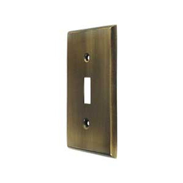 Single Toggle Transitional Switch Plate - Antique Brass
