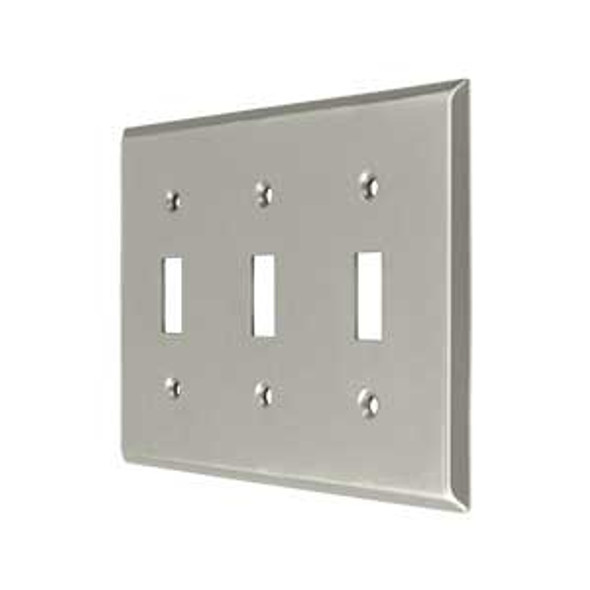 Triple Toggle Transitional Switch Plate - Brushed Nickel