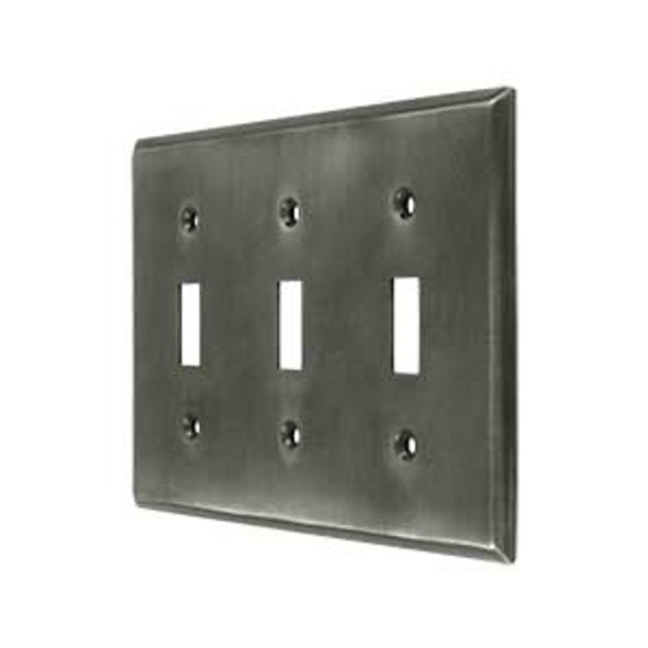 Triple Toggle Transitional Switch Plate - Antique Nickel