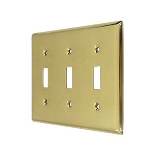 Triple Toggle Transitional Switch Plate - Polished Brass