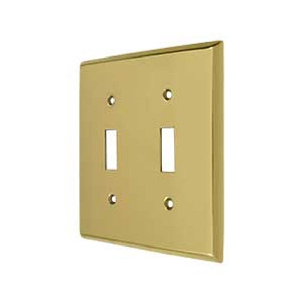 Double Toggle Transitional Switch Plate - Polished Brass