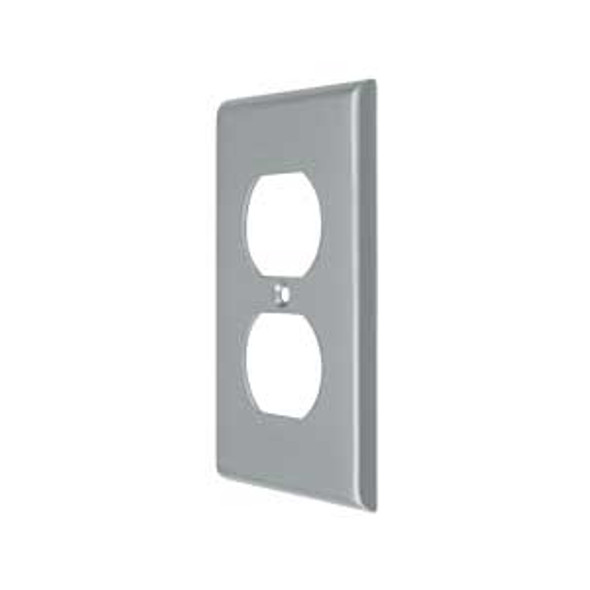 Single Duplex Outlet Transitional Switch Plate - Brushed Chrome