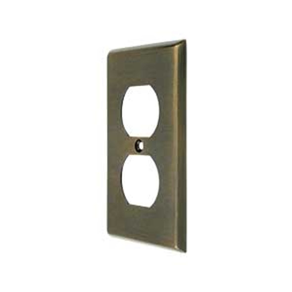 Single Duplex Outlet Transitional Switch Plate - Antique Brass