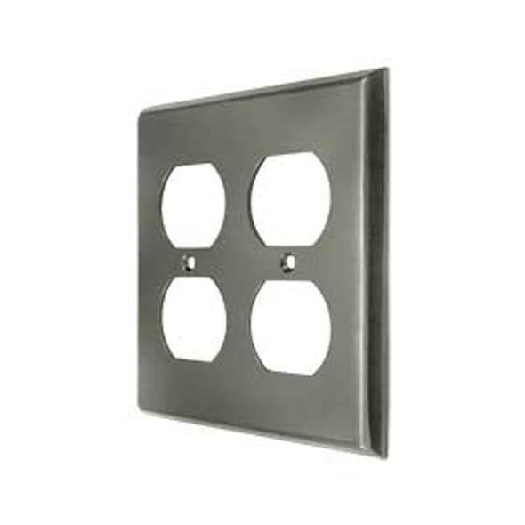 Double Duplex Outlet Transitional Switch Plate - Antique Nickel