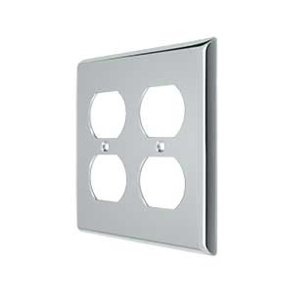 Double Duplex Outlet Transitional Switch Plate - Polished Chrome
