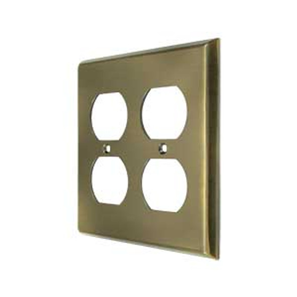 Double Duplex Outlet Transitional Switch Plate - Antique Brass