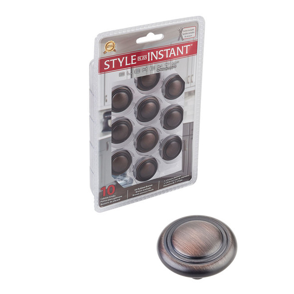1-1/4" Dia. Vienna Round Knob - 10 Pack - Brushed Oil Rubbed Bronze