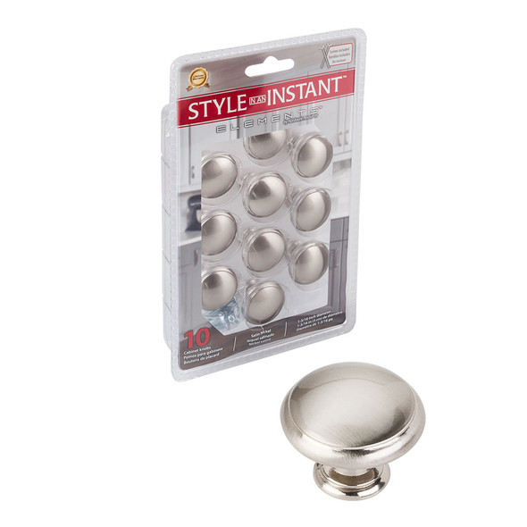 1-3/16" Dia. Gatsby Round Knob - 10 Pack - Satin Nickel