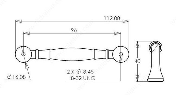 96mm CTC Classic Wider Base Rounded Pull - Brushed Nickel