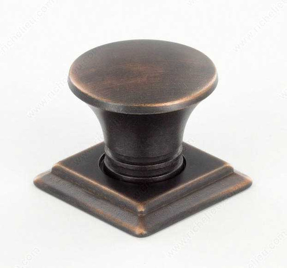 32mm Dia. Classic Expression Flat Round Knob With Backplate - Oil Rubbed Bronze