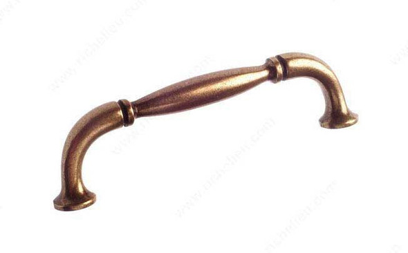 128mm CTC Country Style Pinched Bar Pull - Burnished Brass