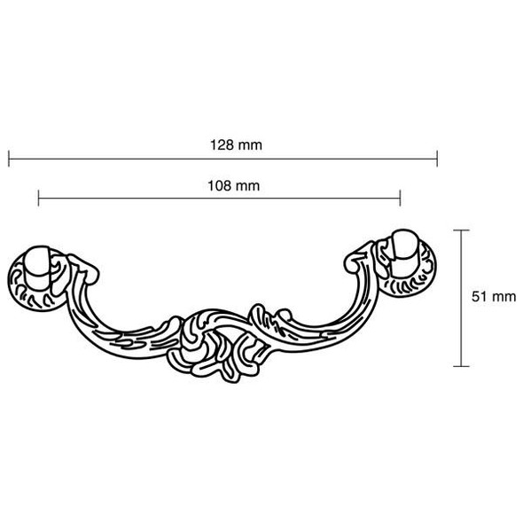 108mm CTC Ornate Louis XVI Drop Pull - Brass