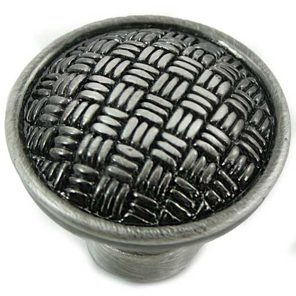 1-1/4" Dia. Round Rattan Knob - Satin Antique Nickel