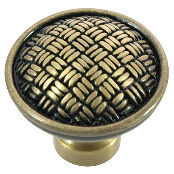 1-1/4" Dia. Round Rattan Knob - Satin Antique Brass