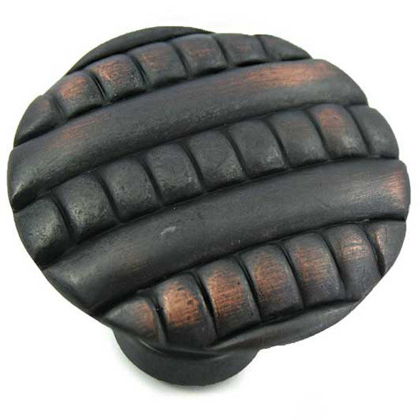 1-3/8" Dia. Round Ribbed Knob - Oil Rubbed Bronze