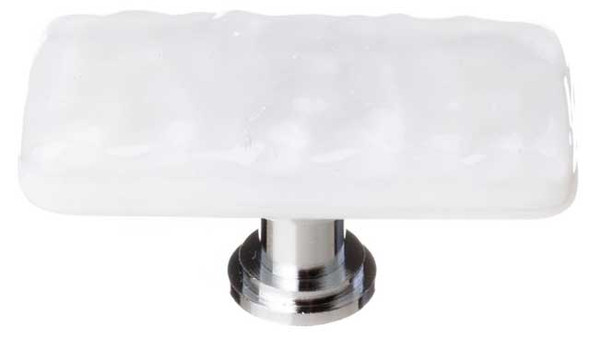 2" Glacier White Long Knob - Satin Nickel