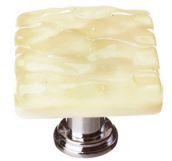 1-1/4" Square Glacier Pale Yellow Knob - Satin Nickel