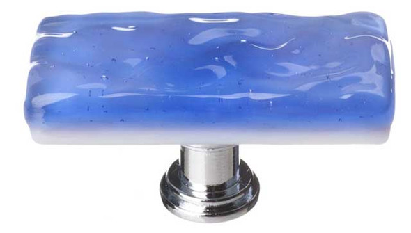 2" Glacier Sky Blue Skinny Long Knob - Satin Nickel