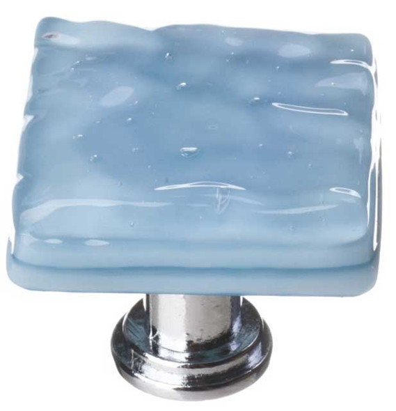 1-1/4" Square Glacier Powder Blue Knob - Satin Nickel