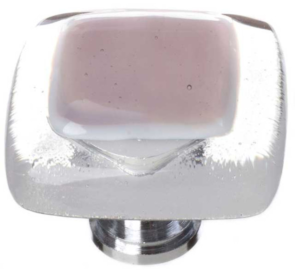 1-1/4" Square Reflective Purple Knob - Satin Nickel