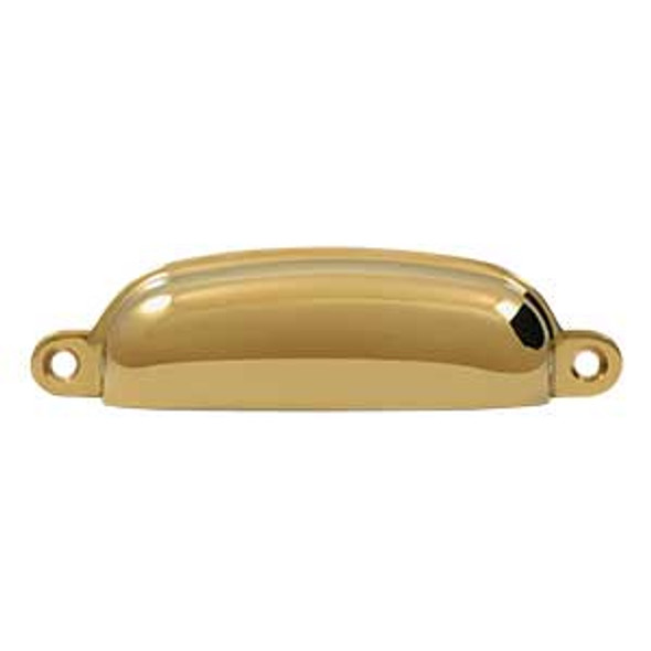 3-5/8" CTC Solid Brass Exposed Shell Pull - PVD Polished Brass