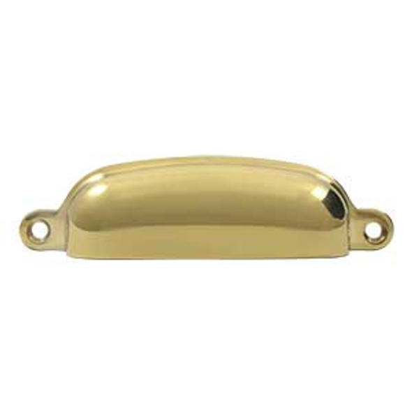 3-5/8" CTC Solid Brass Exposed Shell Pull - Polished Brass