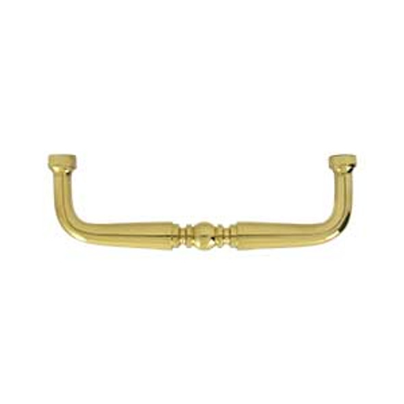 3-1/2" CTC Traditional Decorative Wire Pull - Polished Brass