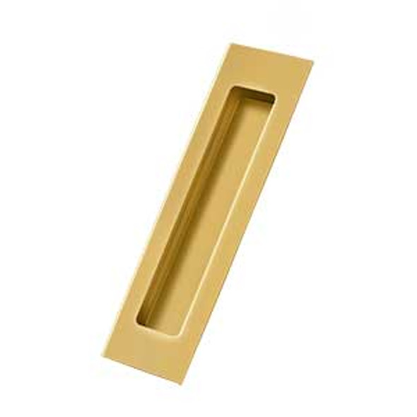 7" Rectangular Solid Brass Flush Pull - PVD Polished Brass