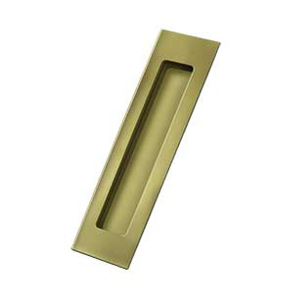 7" Rectangular Solid Brass Flush Pull - Antique Brass