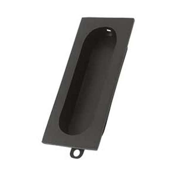 3-1/8" Rectangular with Oval Center Flush Pull - Oil-rubbed Bronze