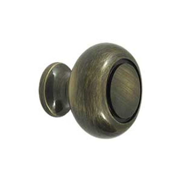 1-1/4" Dia. Round Groove Knob - Antique Brass