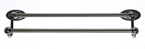 Top Knobs - Bath Double Towel Rod - Antique Pewter - Oval Back Plate (TKED11APC)