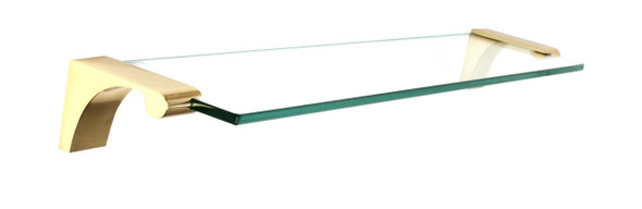 Alno | Luna - 18" Glass Shelf with Brackets in Unlacquered Brass (A6850-18-PB/NL)