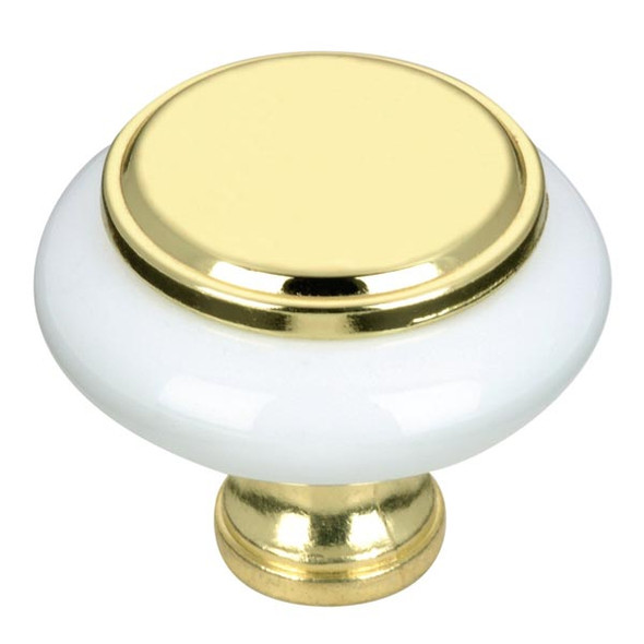 KNOB 1 1/4"(8/32)BRASS/WHITE (RLU-7624613030)