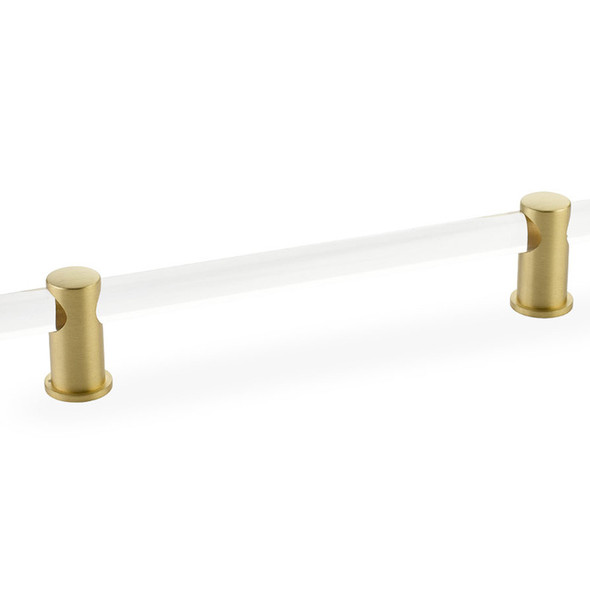 Pull, Adjustable clear Acrylic, Satin Brass, 6" cc (SCH406-SB)