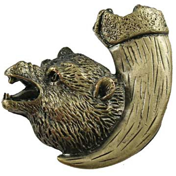 Bear with Claw Knob - Left Facing - Antique Brass (SIE-681265)