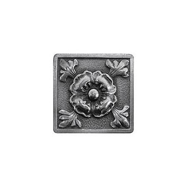 1-3/8" Square Poppy Knob - Antique Pewter