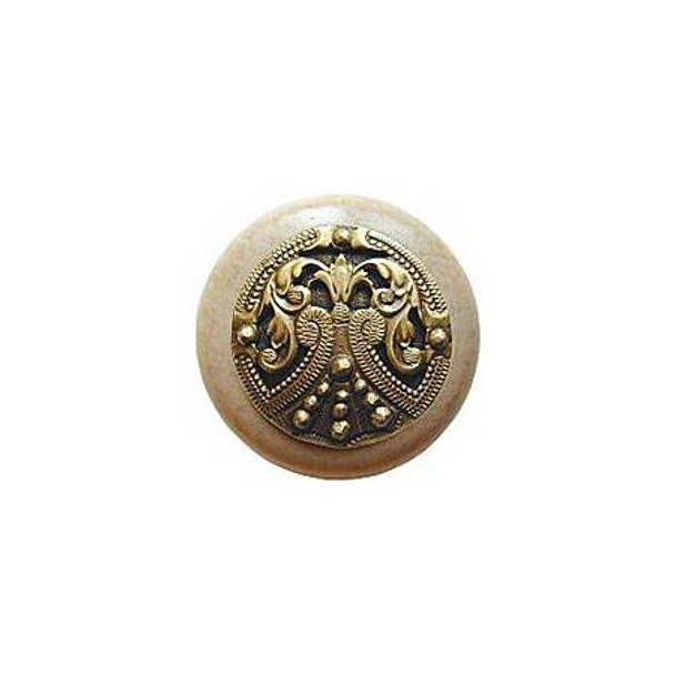 1-1/2" Dia. Regal Crest / Natural Knob - Antique Brass